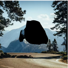 Masked mountain image for the inpainting experiment